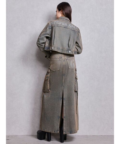 GYDA（ジェイダ）の「STUPID RICH bijouデニムショートGジャン（デニムジャケット・レディース・インディゴブルー/ライトブルー・FREE）」の12枚目の写真