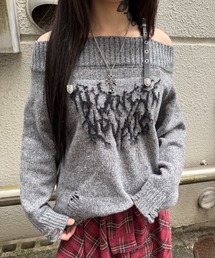 オフショルパンクニット