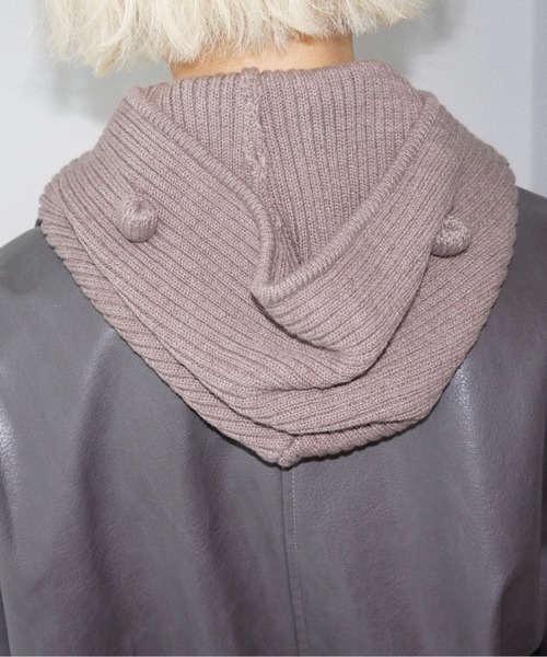 musubore(ムスボレ)の「knit hoodie with ears / 耳付きニットフーディー(ニット/セーター・レディース・ブラック/ベージュ/ライトグリーン・FREE)」の9枚目の写真
