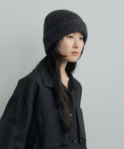 anuke（アンヌーク）の「anuke Lowgauge Knit Cap（ニットキャップ/ビーニー・レディース・ライトグレー/ブラック/ベージュ・FREE）」の3枚目の写真