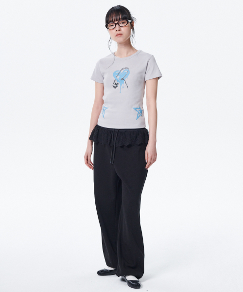 runningHIGH（ランニングハイ）の「メルティングハート H/S Tシャツ [グレー]（Tシャツ/カットソー・レディース・その他・FREE）」の2枚目の写真