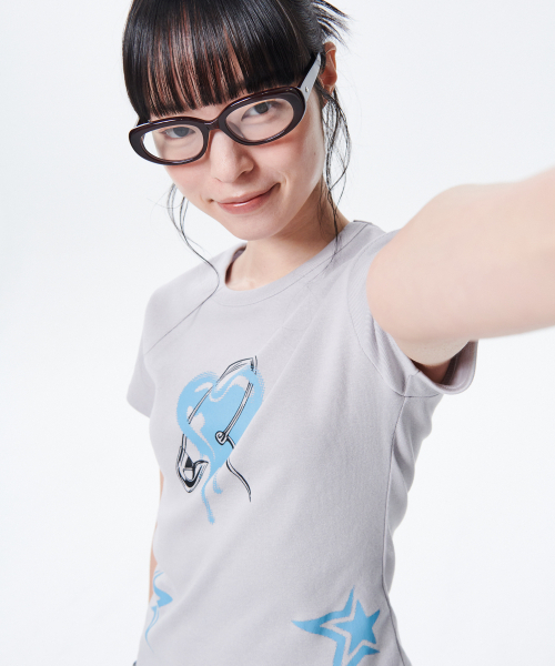 runningHIGH（ランニングハイ）の「メルティングハート H/S Tシャツ [グレー]（Tシャツ/カットソー・レディース・その他・FREE）」の3枚目の写真