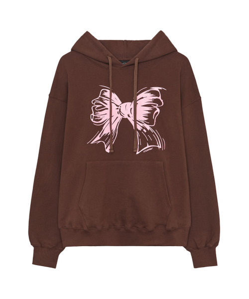 ITZAVIBE(イッザバイブ)の「RIBBON LOGO HOODIE - BROWN(パーカー・レディース・その他・LARGE/MEDIUM/SMALL)」の2枚目の写真