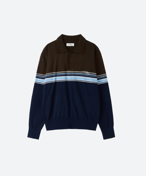 MOONSUN（ムーンサン）の「M.C UNISEX, Point Stripe Collar Knit / Brown Blue（ニット/セーター・メンズ・その他・MEDIUM/LARGE）」の3枚目の写真