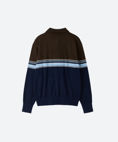 MOONSUN（ムーンサン）の「M.C UNISEX, Point Stripe Collar Knit / Brown Blue（ニット/セーター・メンズ・その他・MEDIUM/LARGE）」の4枚目の写真