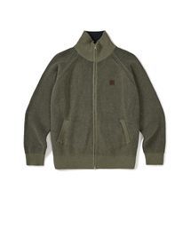 [Mmlg] TWO TONE HIGH NECK KNIT ZIPUP (OLIVE)