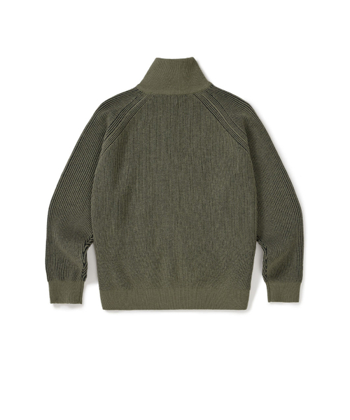 MMLG（エムエムエルジー）の「[Mmlg] TWO TONE HIGH NECK KNIT ZIPUP (OLIVE)（カーディガン/ボレロ・レディース・その他・SMALL/MEDIUM/LARGE/X-LARGE）」の2枚目の写真