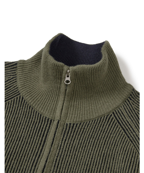 MMLG（エムエムエルジー）の「[Mmlg] TWO TONE HIGH NECK KNIT ZIPUP (OLIVE)（カーディガン/ボレロ・レディース・その他・SMALL/MEDIUM/LARGE/X-LARGE）」の3枚目の写真