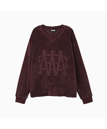 Applique Velour Sweatshirt_Burgundy