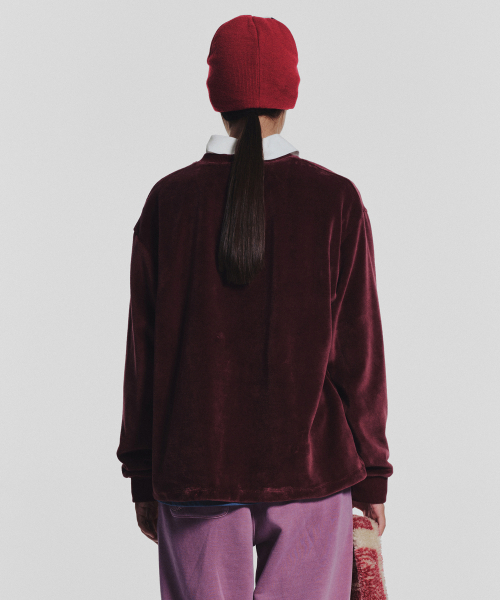 MENASOO（ミナス）の「Applique Velour Sweatshirt_Burgundy（スウェット・レディース・バーガンディー・F）」の3枚目の写真