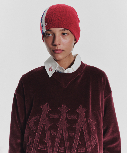 MENASOO（ミナス）の「Applique Velour Sweatshirt_Burgundy（スウェット・レディース・バーガンディー・F）」の5枚目の写真