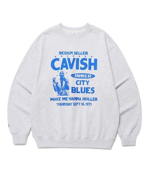 Cavish(カビシ)の「CITY BLUES SWEATSHIRT LIGHT GREY(CV2ESUM441A)(スウェット・レディース・ライトグレー・LARGE/MEDIUM/SMALL/X-LARGE)」の1枚目の写真