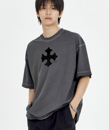 クロスフラリー ピグメント 半袖Tシャツ チャコール