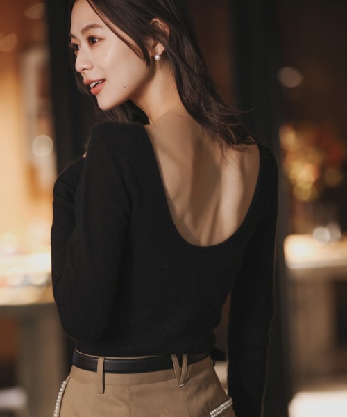 anuans(アニュアンス)の「ニットボディスーツ(ニット/セーター・レディース・ブラック/ピンクベージュ/グレー・FREE)」の2枚目の写真