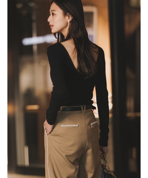 anuans(アニュアンス)の「ニットボディスーツ(ニット/セーター・レディース・ブラック/ピンクベージュ/グレー・FREE)」の9枚目の写真