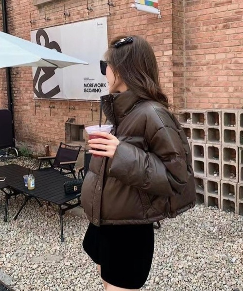 CANVAS+(キャンバスプラス)の「【CANVAS+】スタンド中綿ジャケット(ダウンジャケット/コート・レディース・カーキ/ブラック/ホワイト/モカ・M)」の7枚目の写真