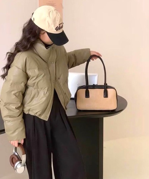 CANVAS+(キャンバスプラス)の「【CANVAS+】スタンド中綿ジャケット(ダウンジャケット/コート・レディース・カーキ/ブラック/ホワイト/モカ・M)」の18枚目の写真