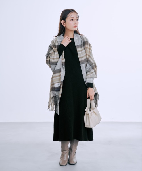 COHINA(コヒナ)の「パターンリブフレアニットワンピース 【低身長・小柄女性】(ワンピース・レディース・レッド/ブラウン/ブラック・SHORT/REGULAR)」の22枚目の写真