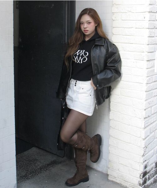 NICK&NICOLE（ニックアンドニコール）の「SOFT SYMBOL TEXTURE HOODED KNIT_BLACK（ニット/セーター・レディース・その他・FREE）」の2枚目の写真