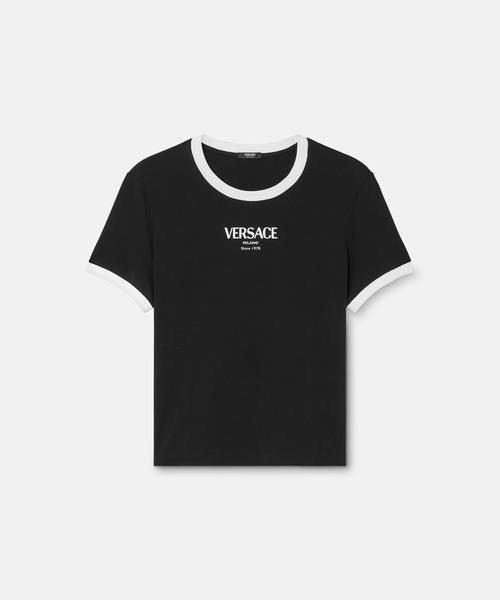 VERSACE（ヴェルサーチ）の「Versace ロゴ ストレッチジャージー Tシャツ（Tシャツ/カットソー・レディース・ブラック・38/36）」の2枚目の写真