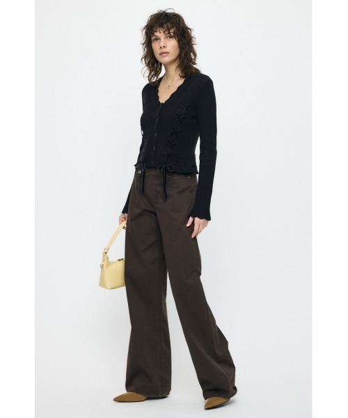 MOUSSY(マウジー)の「LACE UP RIBBON カーディガン(カーディガン/ボレロ・レディース・アイボリー/ブラック/ライトイエロー/ネイビー・FREE)」の8枚目の写真