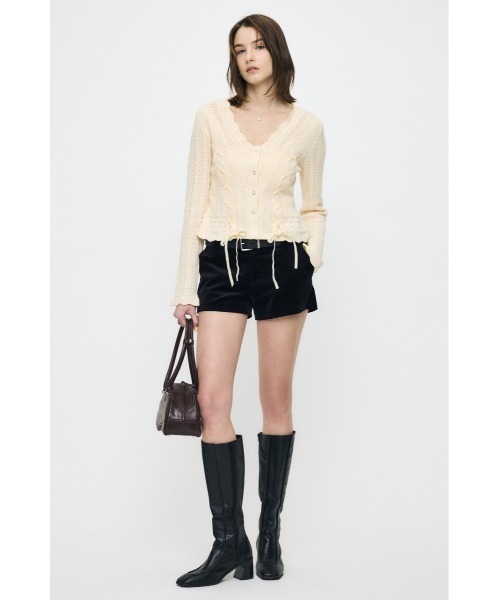 MOUSSY(マウジー)の「LACE UP RIBBON カーディガン(カーディガン/ボレロ・レディース・アイボリー/ブラック/ライトイエロー/ネイビー・FREE)」の13枚目の写真