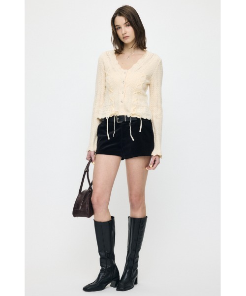 MOUSSY(マウジー)の「LACE UP RIBBON カーディガン(カーディガン/ボレロ・レディース・アイボリー/ブラック/ライトイエロー/ネイビー・FREE)」の15枚目の写真