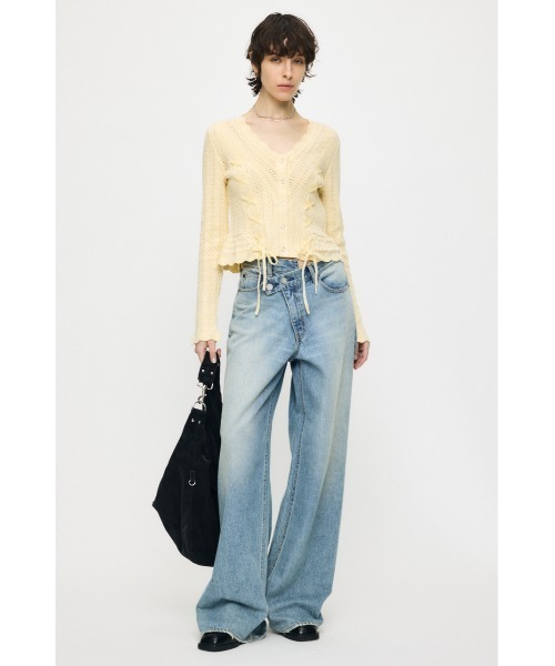 MOUSSY(マウジー)の「LACE UP RIBBON カーディガン(カーディガン/ボレロ・レディース・アイボリー/ブラック/ライトイエロー/ネイビー・FREE)」の19枚目の写真