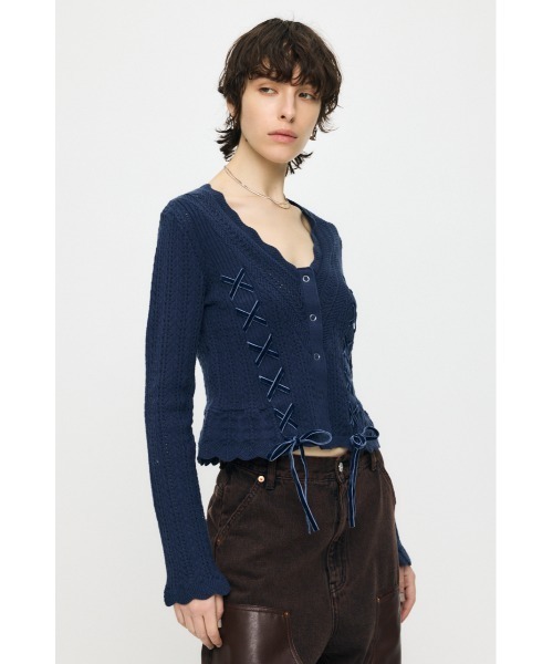 セール】LACE UP RIBBON カーディガン（カーディガン/ボレロ）｜MOUSSY