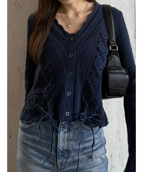 セール】LACE UP RIBBON カーディガン（カーディガン/ボレロ）｜MOUSSY
