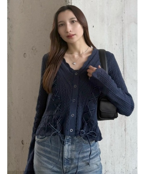 セール】LACE UP RIBBON カーディガン（カーディガン/ボレロ）｜MOUSSY