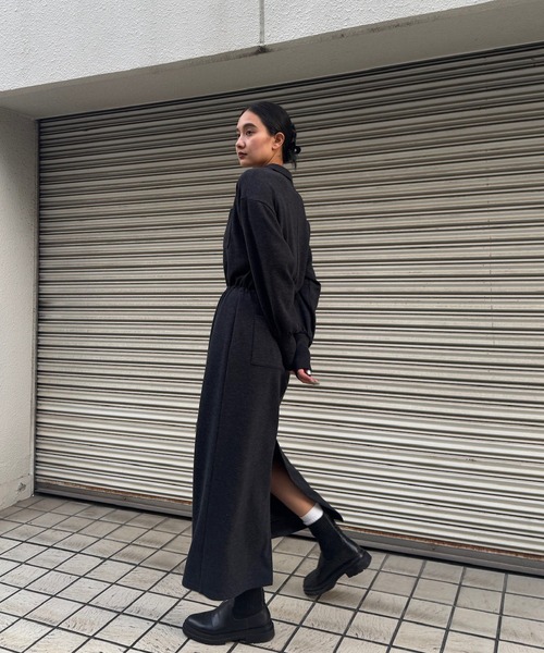 AMERI RELAX DRAWSTRING SWEAT DRESSブラックM RELAX DRAWSTRING SWEAT DRESS