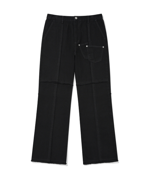 PHOS333(フォースサンサンサン)の「Double Pocket Incision Jeans/Black(デニムパンツ・レディース・その他・MEDIUM/LARGE)」の1枚目の写真