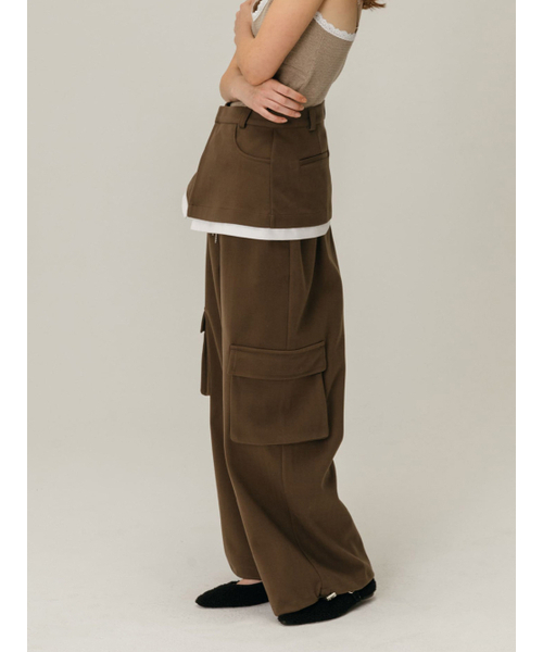 MOIFAIRE（モイフェア）の「CARGO LAYERED SKIRT PANTS / BROWN（その他パンツ・レディース・ブラウン・ONE SIZE）」の4枚目の写真