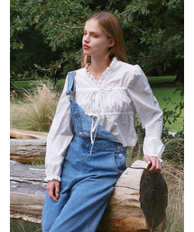 LANGNLU（ラングアンドルー）の「LOE Frill Ribbon Blouse(ロエ)_IVORY（シャツ/ブラウス）」