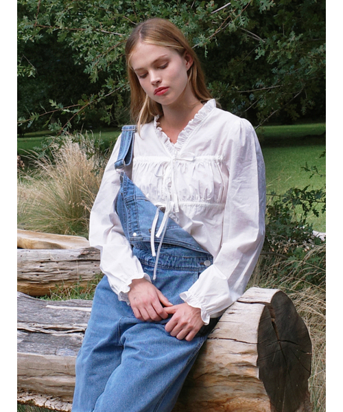 LANGNLU（ラングアンドルー）の「LOE Frill Ribbon Blouse(ロエ)_IVORY（シャツ/ブラウス・レディース・アイボリー・FREE）」の2枚目の写真