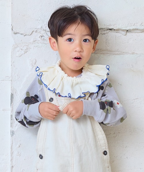 MARKEY'S（マーキーズ）の「ワッフルフリルスタイ（スタイ/よだれかけ・キッズ・イエロー/オフホワイト/グレー・FREE）」の2枚目の写真