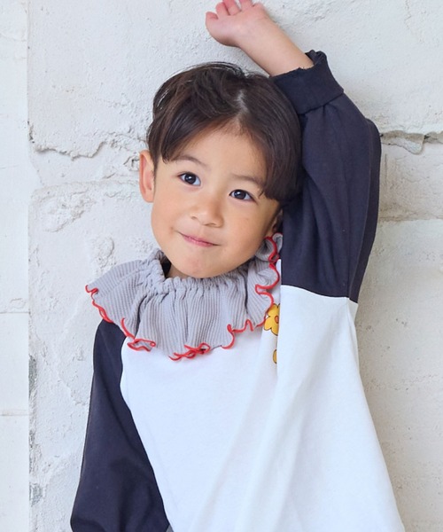 MARKEY'S（マーキーズ）の「ワッフルフリルスタイ（スタイ/よだれかけ・キッズ・イエロー/オフホワイト/グレー・FREE）」の4枚目の写真