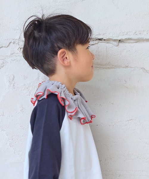 MARKEY'S（マーキーズ）の「ワッフルフリルスタイ（スタイ/よだれかけ・キッズ・イエロー/オフホワイト/グレー・FREE）」の5枚目の写真