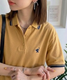 クラシカル×スポーティMIX。綿100%胸刺繍 ラインデザインオーバーサイズ鹿の子ポロシャツ(半袖)