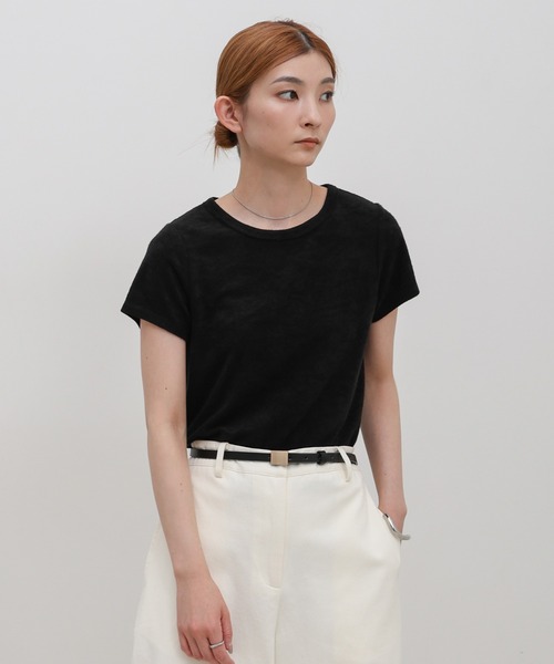 select MOCA（セレクトモカ）の「ベーシックパイルTシャツ（Tシャツ/カットソー・レディース・ブラウン/オフホワイト/チャコールグレー/グレイッシュブルー/グレイッシュベージュ/ブラック・MEDIUM/SMALL）」の12枚目の写真