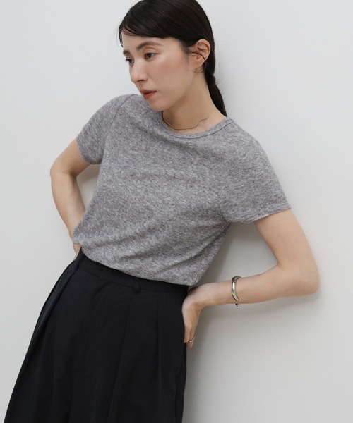 select MOCA(セレクトモカ)の「【選べる8カラー/2サイズ展開】ベーシックパイルTシャツ(Tシャツ/カットソー・レディース・ブラウン/オフホワイト/チャコールグレー/グレイッシュブルー/グレイッシュベージュ/ブラック/パープル/グレー・MEDIUM/SMALL)」の18枚目の写真