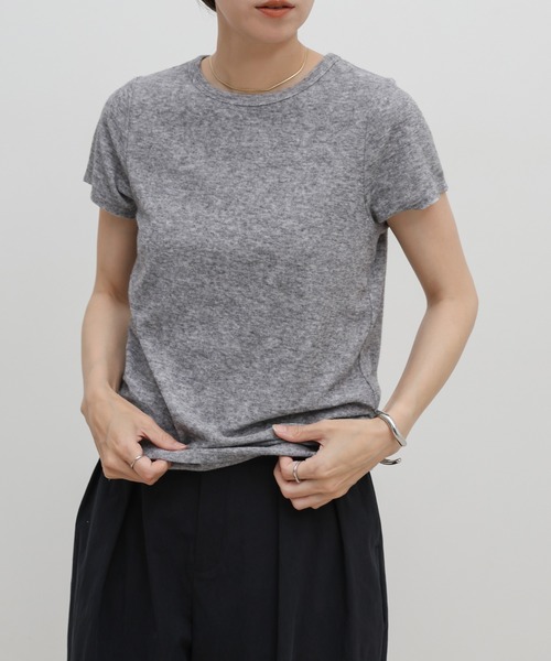 select MOCA(セレクトモカ)の「【選べる8カラー/2サイズ展開】ベーシックパイルTシャツ(Tシャツ/カットソー・レディース・ブラウン/オフホワイト/チャコールグレー/グレイッシュブルー/グレイッシュベージュ/ブラック/パープル/グレー・MEDIUM/SMALL)」の20枚目の写真