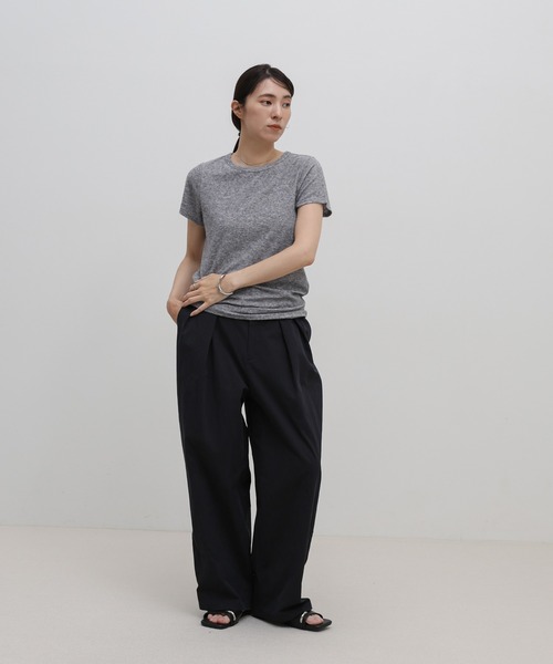 select MOCA(セレクトモカ)の「【選べる8カラー/2サイズ展開】ベーシックパイルTシャツ(Tシャツ/カットソー・レディース・ブラウン/オフホワイト/チャコールグレー/グレイッシュブルー/グレイッシュベージュ/ブラック/パープル/グレー・MEDIUM/SMALL)」の22枚目の写真