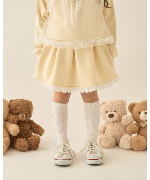 Lycee mine(リセマイン)の「【Lycee mine バレエシリーズ】【セットアップ可】タックプリーツスカート(インパン付き)(スカート・キッズ・クリーム/ベビーピンク/バイオレット/トップグレー/ライトブルー/ブラック/アイボリー・100cm/110cm/130cm/120cm/150cm/140cm)」の1枚目の写真