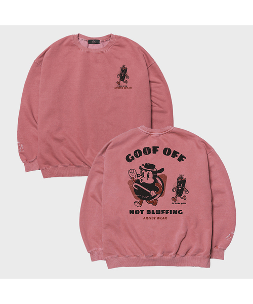 ARTISTWEAR（アーティストウェア）の「[ATW]ヴィンテージスクールピグメントマンツーマン（スウェット・レディース・レッド/ネイビー/ブラック・SMALL/MEDIUM/LARGE/X-LARGE/4XL）」の3枚目の写真