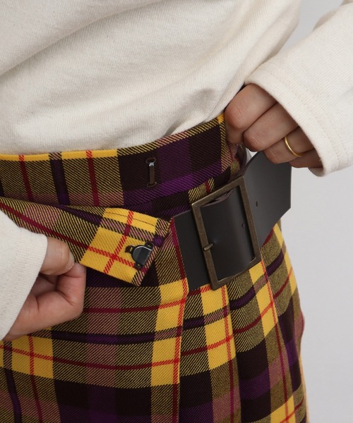 CHILD WOMAN（チャイルドウーマン）の「2/48タータンチェック キルトスカート（スカート・レディース・イエロー・36/38）」の9枚目の写真