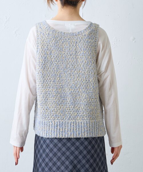 CIAOPANIC TYPY(チャオパニックティピー)の「銀ボタンツイードニットベスト(ベスト・レディース・ブラック/サックスブルー/アイボリー・ONE SIZE)」の16枚目の写真