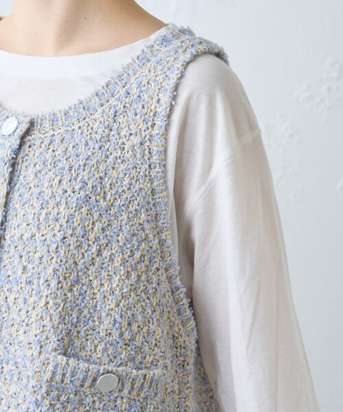 CIAOPANIC TYPY(チャオパニックティピー)の「銀ボタンツイードニットベスト(ベスト・レディース・ブラック/サックスブルー/アイボリー・ONE SIZE)」の18枚目の写真