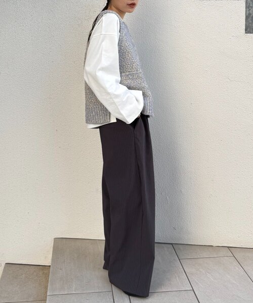 CIAOPANIC TYPY(チャオパニックティピー)の「銀ボタンツイードニットベスト(ベスト・レディース・ブラック/サックスブルー/アイボリー・ONE SIZE)」の9枚目の写真